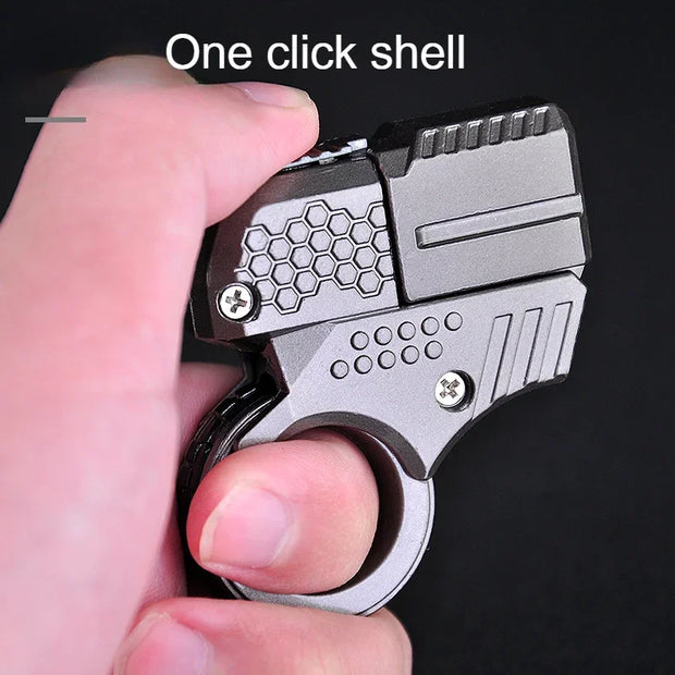 Mini Alloy Ring Pistol Model Shell Throwing Soft Bullet Toy Gun Golden Finger Blaster Decompression Toys for Boys Adults