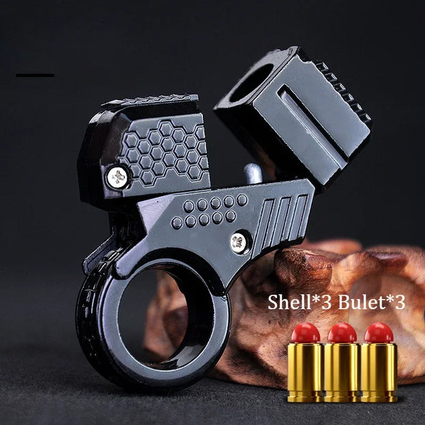 Mini Alloy Ring Pistol Model Shell Throwing Soft Bullet Toy Gun Golden Finger Blaster Decompression Toys for Boys Adults